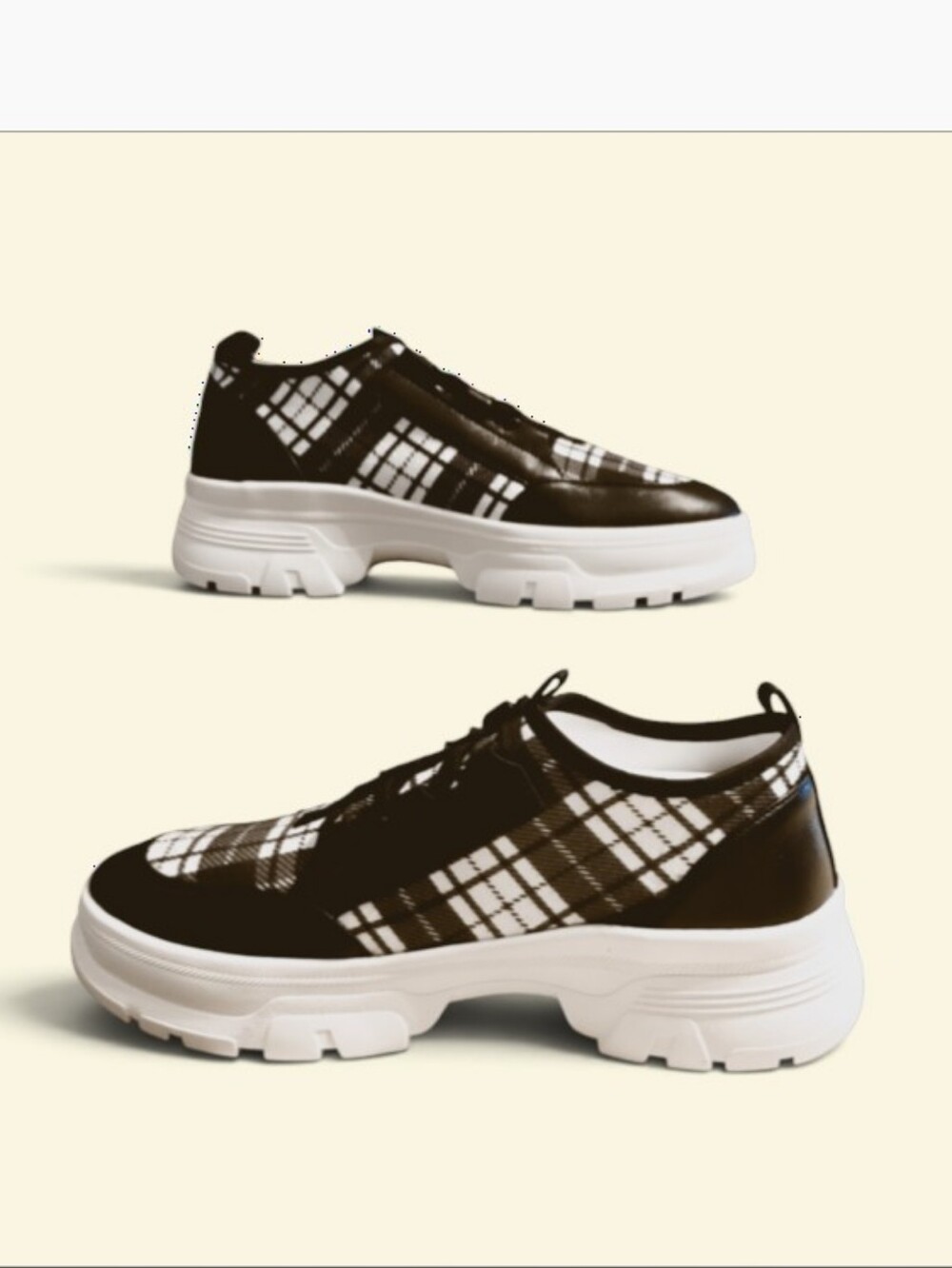 Paolo Rowen Chunky Plaid Sneaker in Black and White
